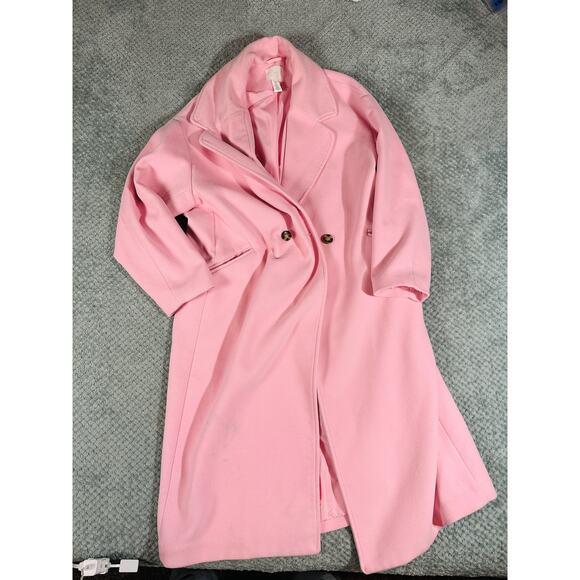 H&M Jackets & Blazers - H&M Light Bubblegum Pink Warm Double Breasted Cozy Trench Coat WXL Full Length